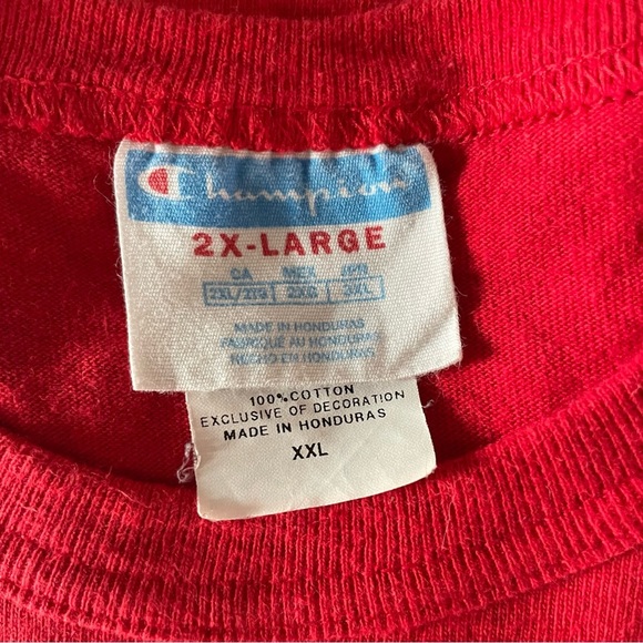 𝅺Vintage 80’s/ 90’s Champion Embroidered Large Champion Logo Tee Shirt size 2XL - Picture 4 of 7